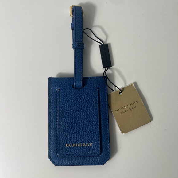 Burberry Bright Navy Leather Luggage Bag Travel Suitcase Tag Keychain - Picture 3 of 9
